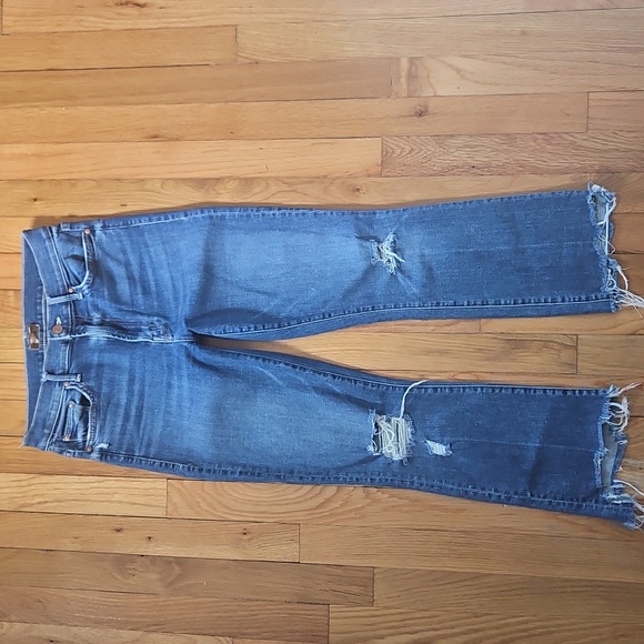 Mother The Insider Crop Step Chew Ankle Kick Jeans In Dancing On Coals Size 26 - Picture 4 of 8
